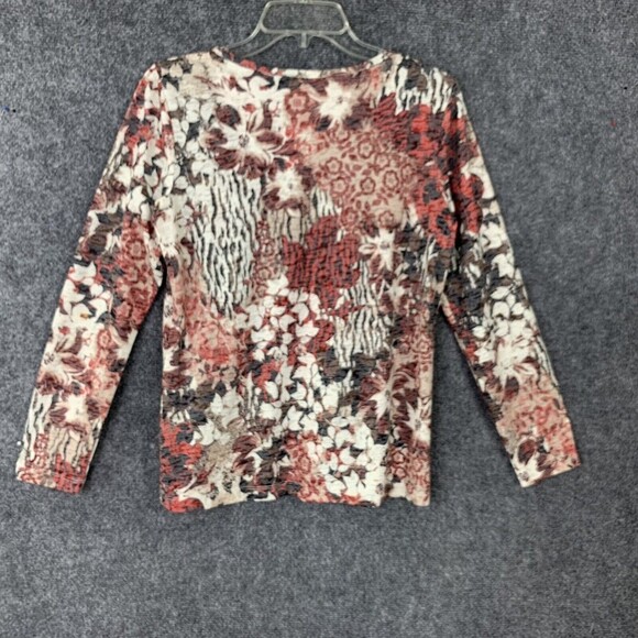 Erika Floral Knit Top Women Petite Small Sparkle Studs At Neckline - Picture 7 of 9